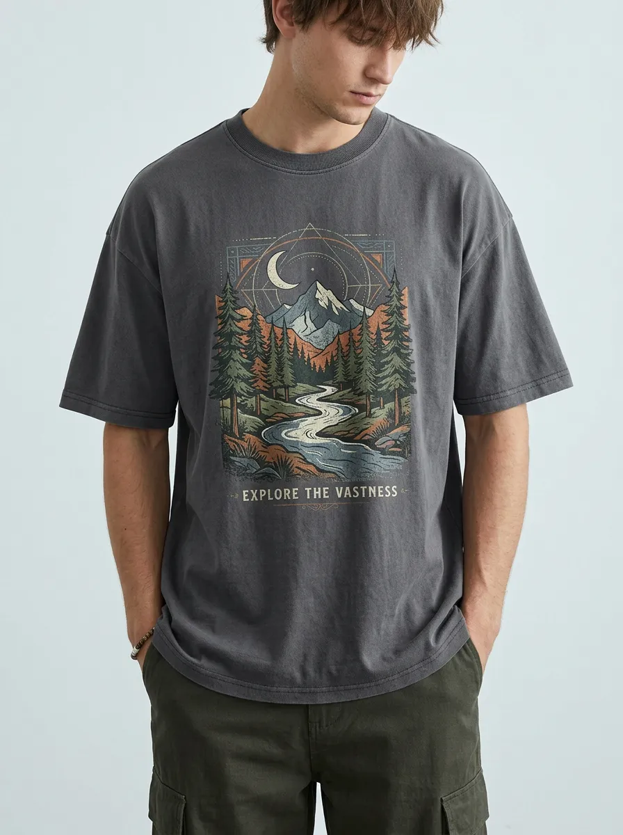 Men's Mountain River Adventure Graphic T-Shirt