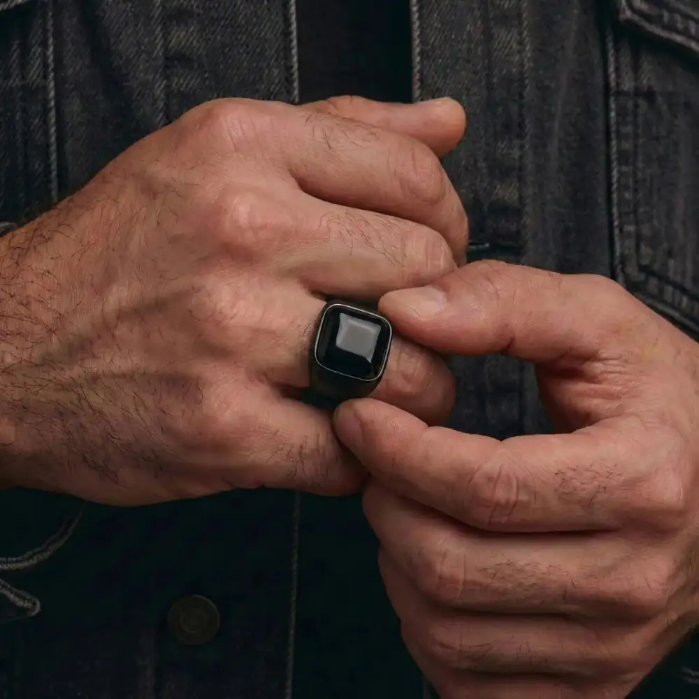Men's Onyx Square Signet Ring