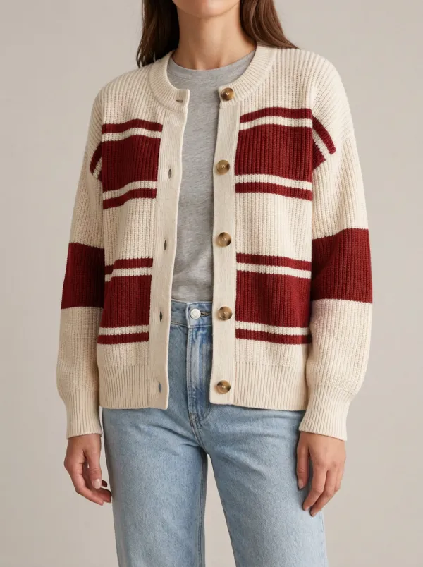 Soft Knit Rugby Striped Knit Cardigan