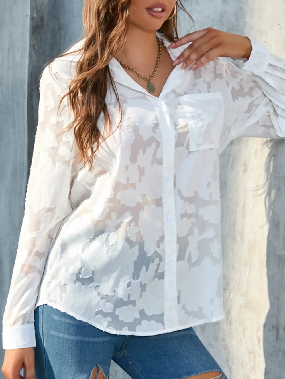 Loose Draped Chiffon Blouse