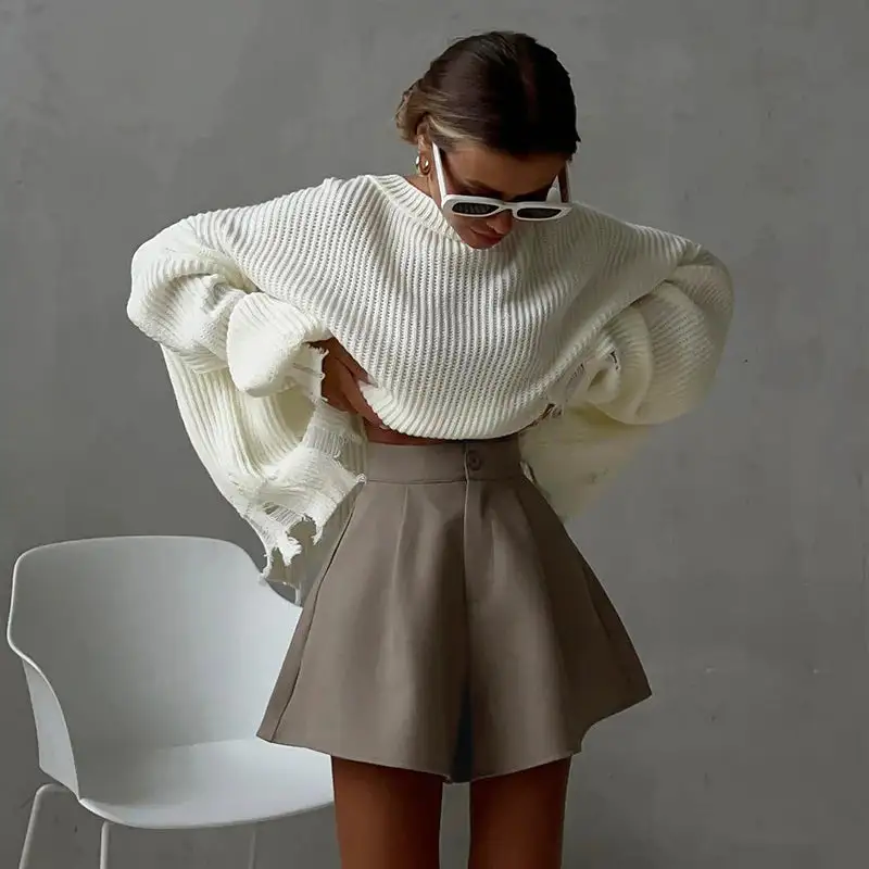 Flared High-Waist Shorts