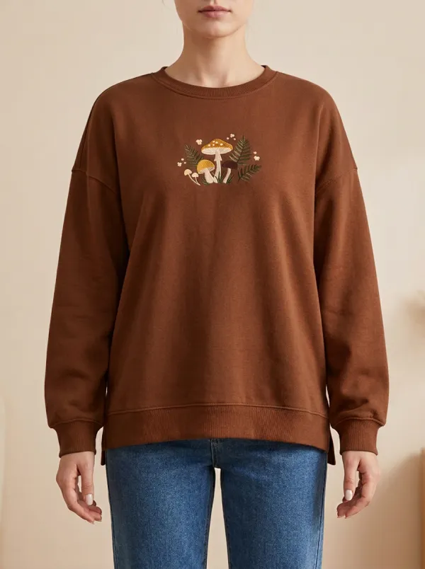 Embroidered Mushroom Cottagecore Graphic Sweatshirt