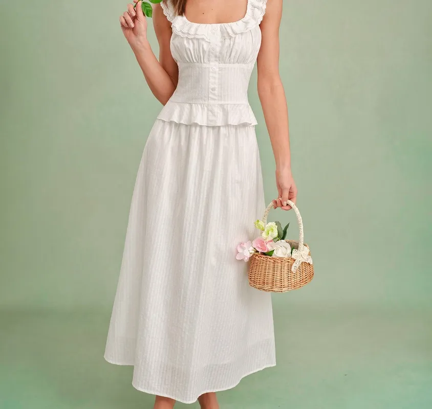 White Solid A Line Midi Skirt