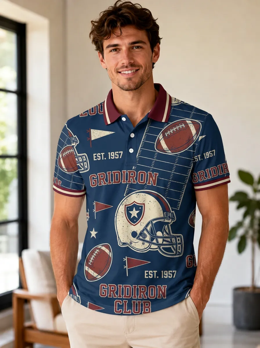 Men's Traditional Gridiron Helmet Polo Shirt