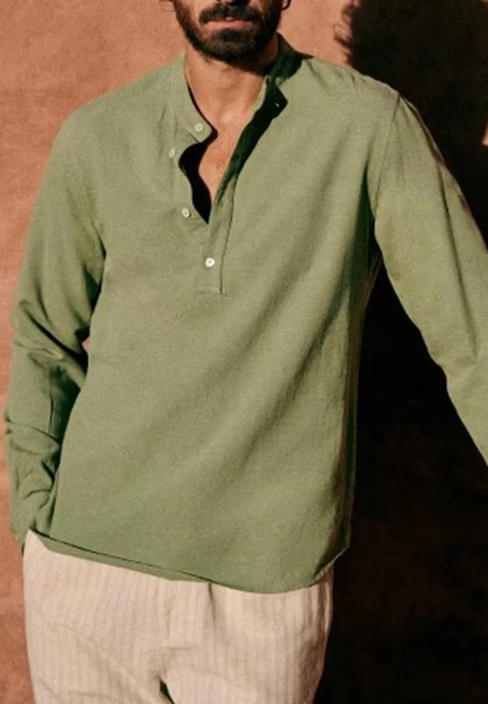 Navy Blue Cotton Linen Blend Regular Fit Shirt