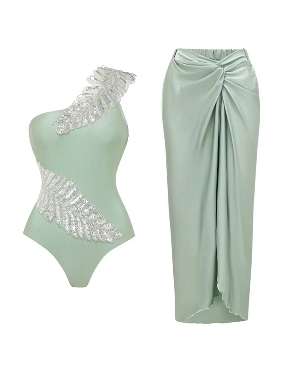 Arwen Sequin Embroidered Swimsuit Set