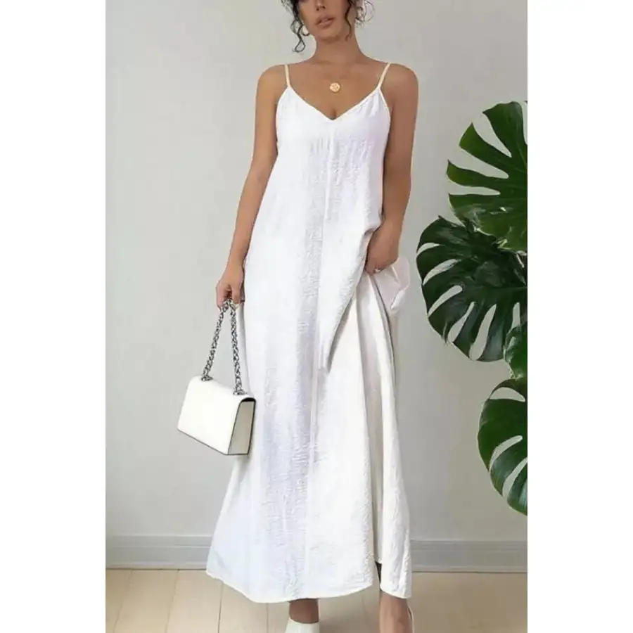 Spaghetti Strap V Neck Maxi Dress