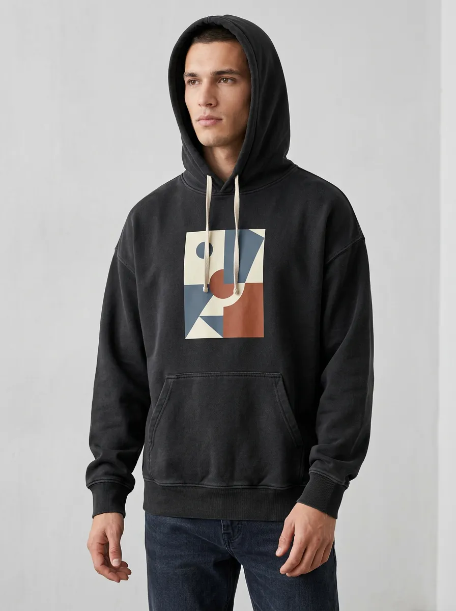 Men's Contemporary Abstract Geometric Art Print Hoodie