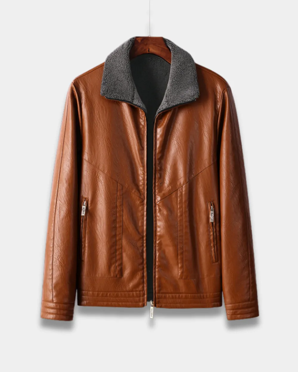 Sherpa Lined Faux Leather Jacket