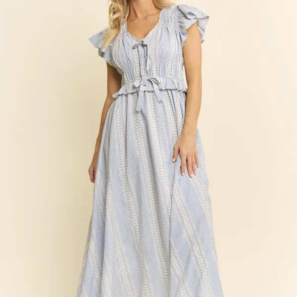 Smocked Tiered Ruffle Detail Dress