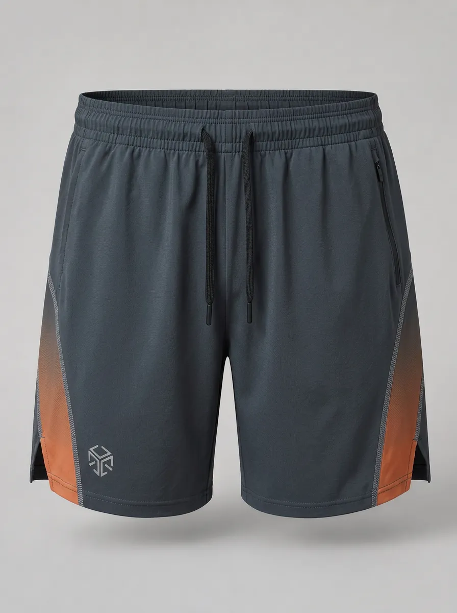Men's Athletic Gym Training Orange Side Panel Printed Shorts