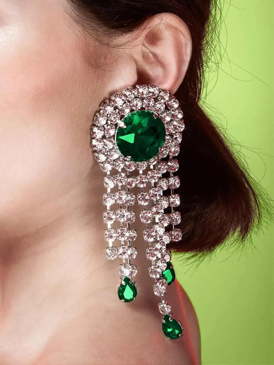 Simone Crystal Embellished Tassel Earrings