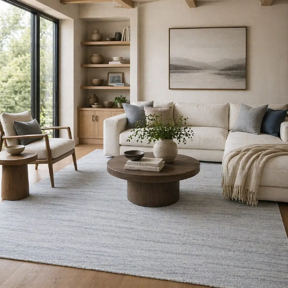Hand-Knotted Wool Fringed Carpet