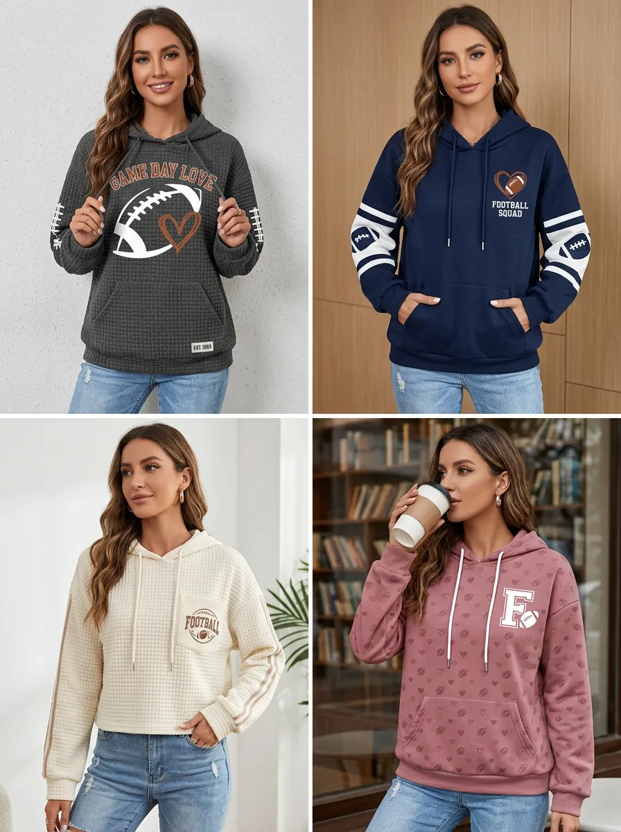 Women's Statement Gridiron Heart Ball Graphic Hoodie