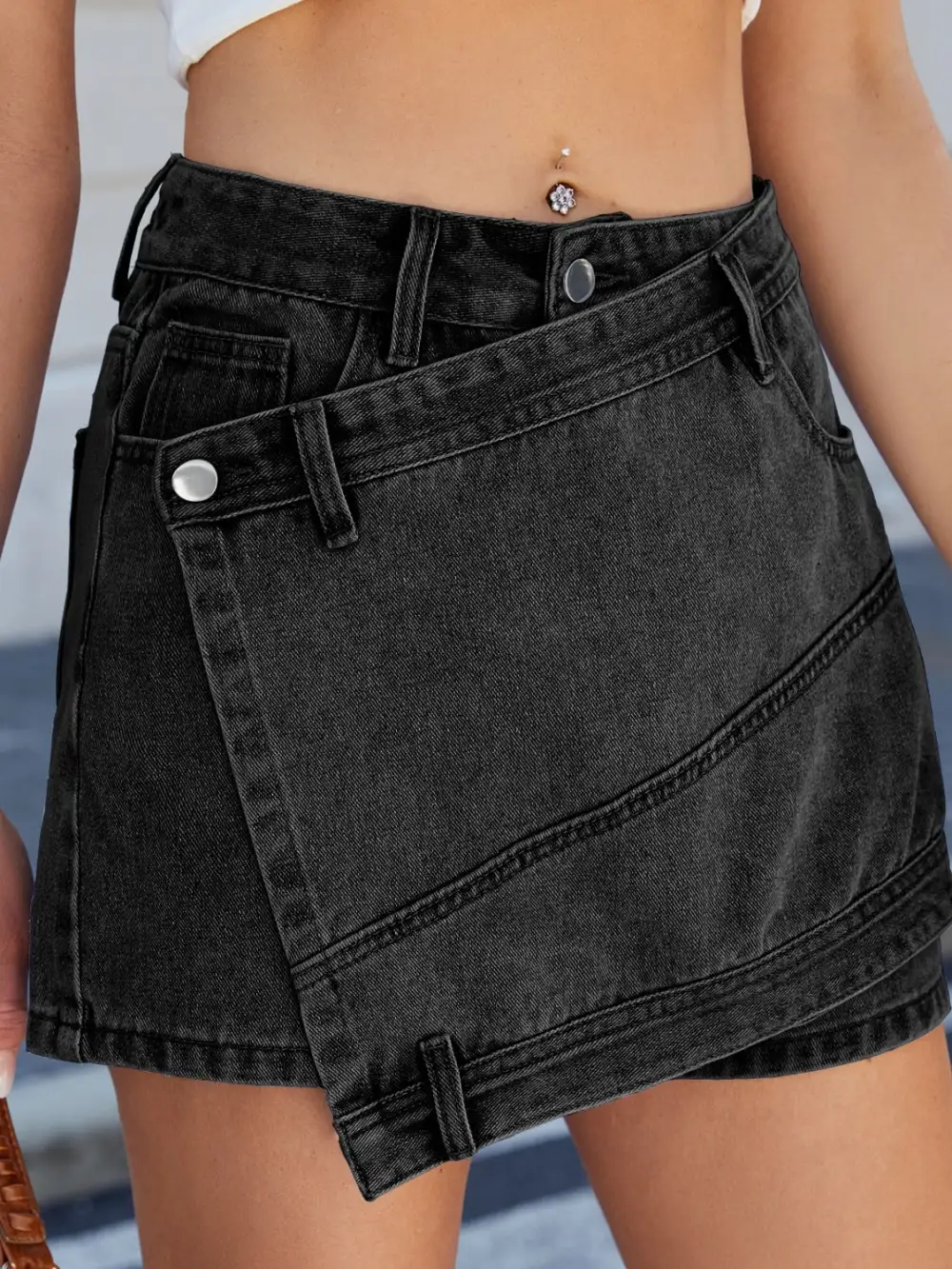 Asymmetrical Denim Pockets Moni Skirt