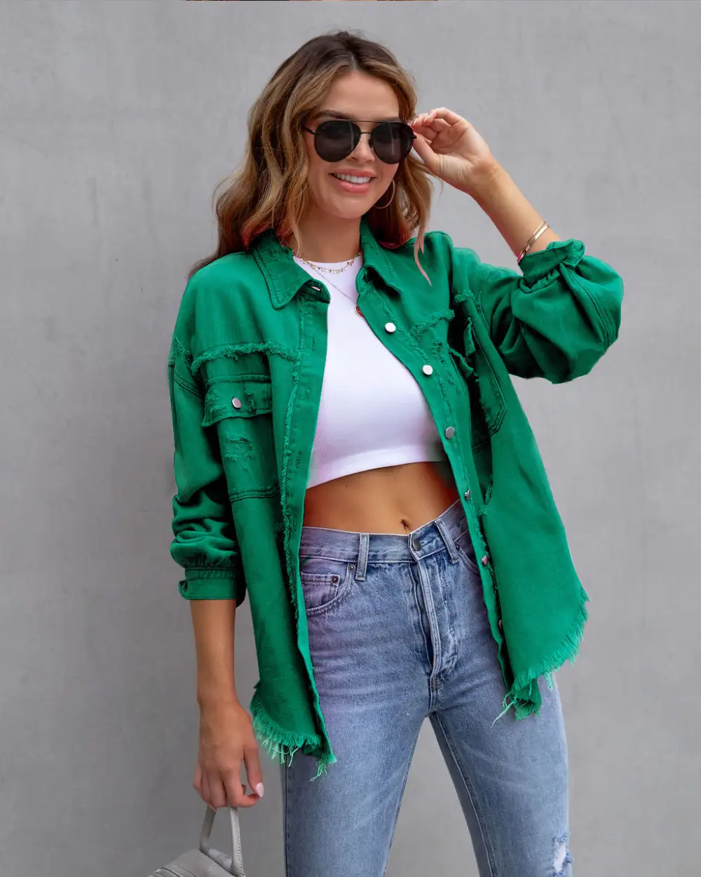 Distressed Shirt Style Jacket