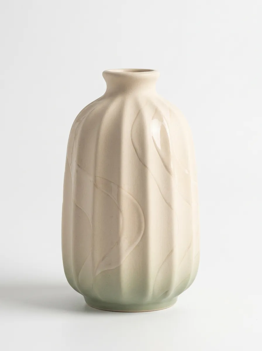 Minimalist Ribbed Textured Ceramic Table Vase