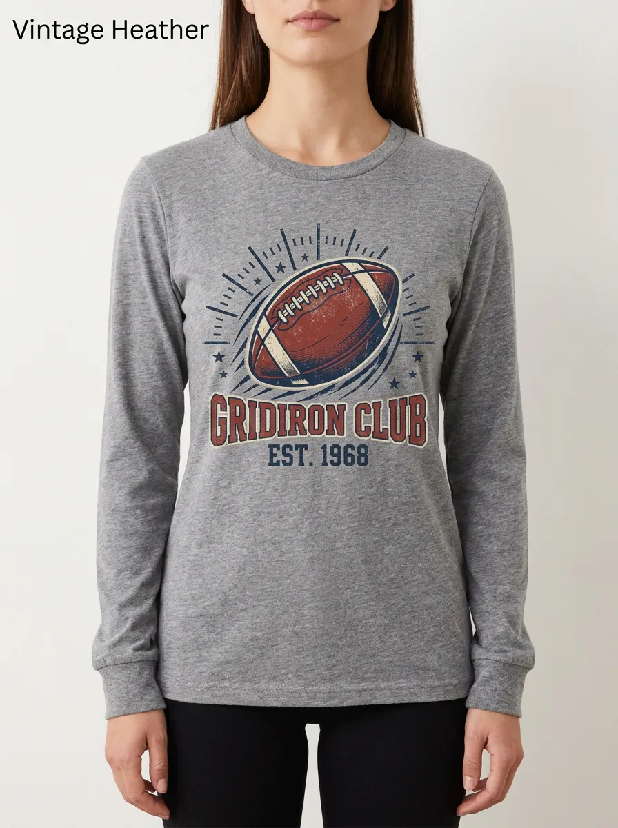 Women's Football Fan Gridiron Club Printed Long Sleeve T-Shirt