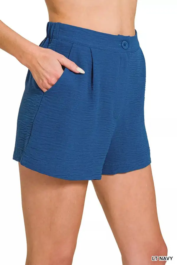 Textured Elastic Waist Shorts