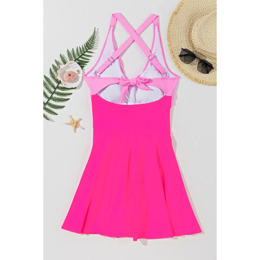 Women's V-Neck Crisscross One-Piece Swimsuit