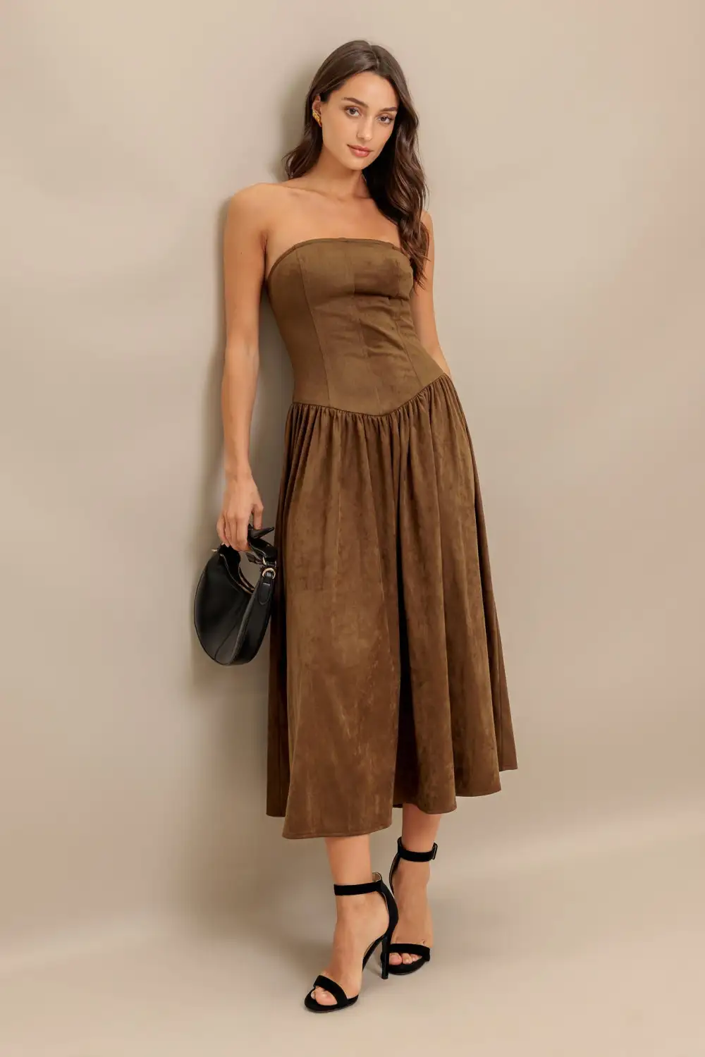 Modern Strapless Midi Dress