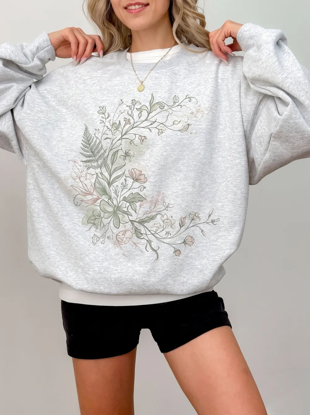 Women's Botanical Floral Wreath Printed Sweatshirt
