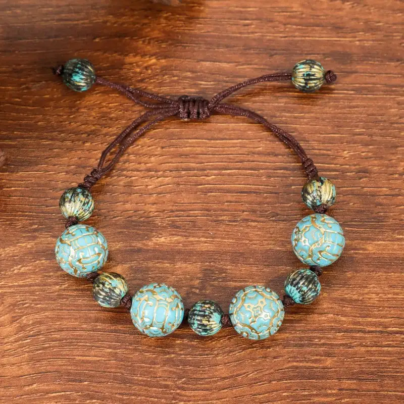 Bohemian Carved Beaded Bracelet
