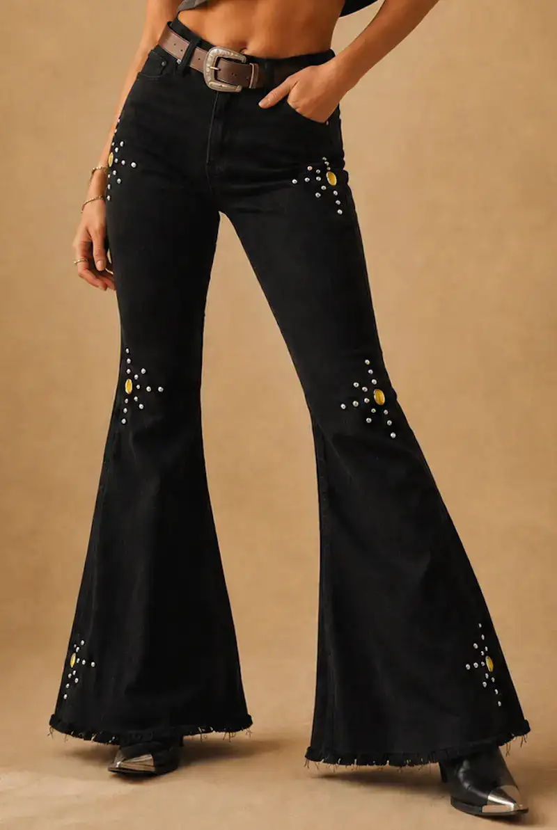Bell Bottom High Waist Western Style Denim Jeans
