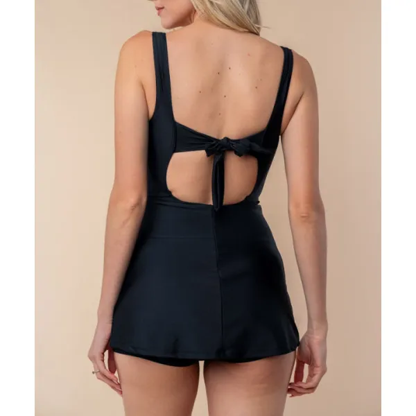 Women's Cutout Tie-Back Sleeveless Swim Dress