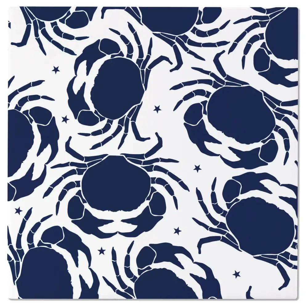 Crab Motif Square Ceramic Trivet