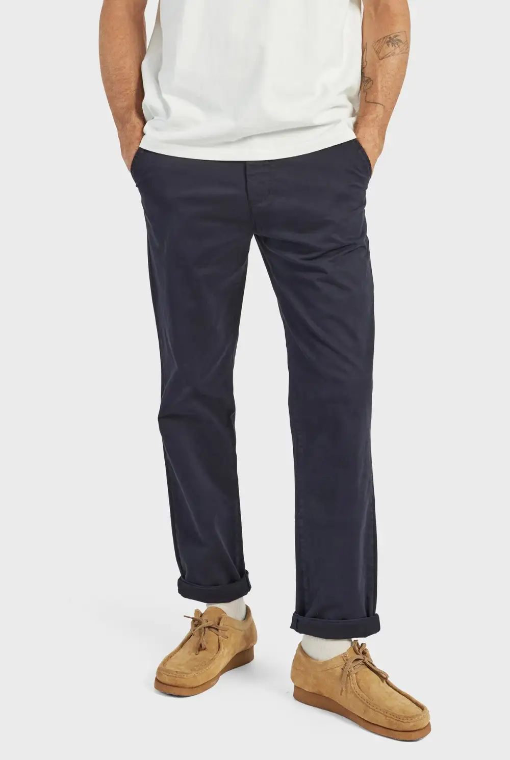Tailored Fit Textured Cotton Casual Trousers