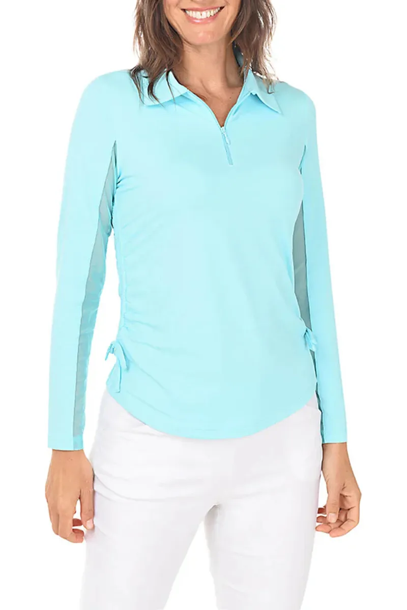 Ruched Zip Polo Shirt