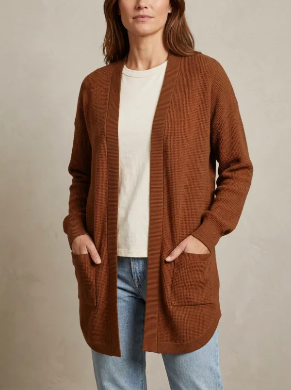 Casual Waffle-Knit Knit Cardigan