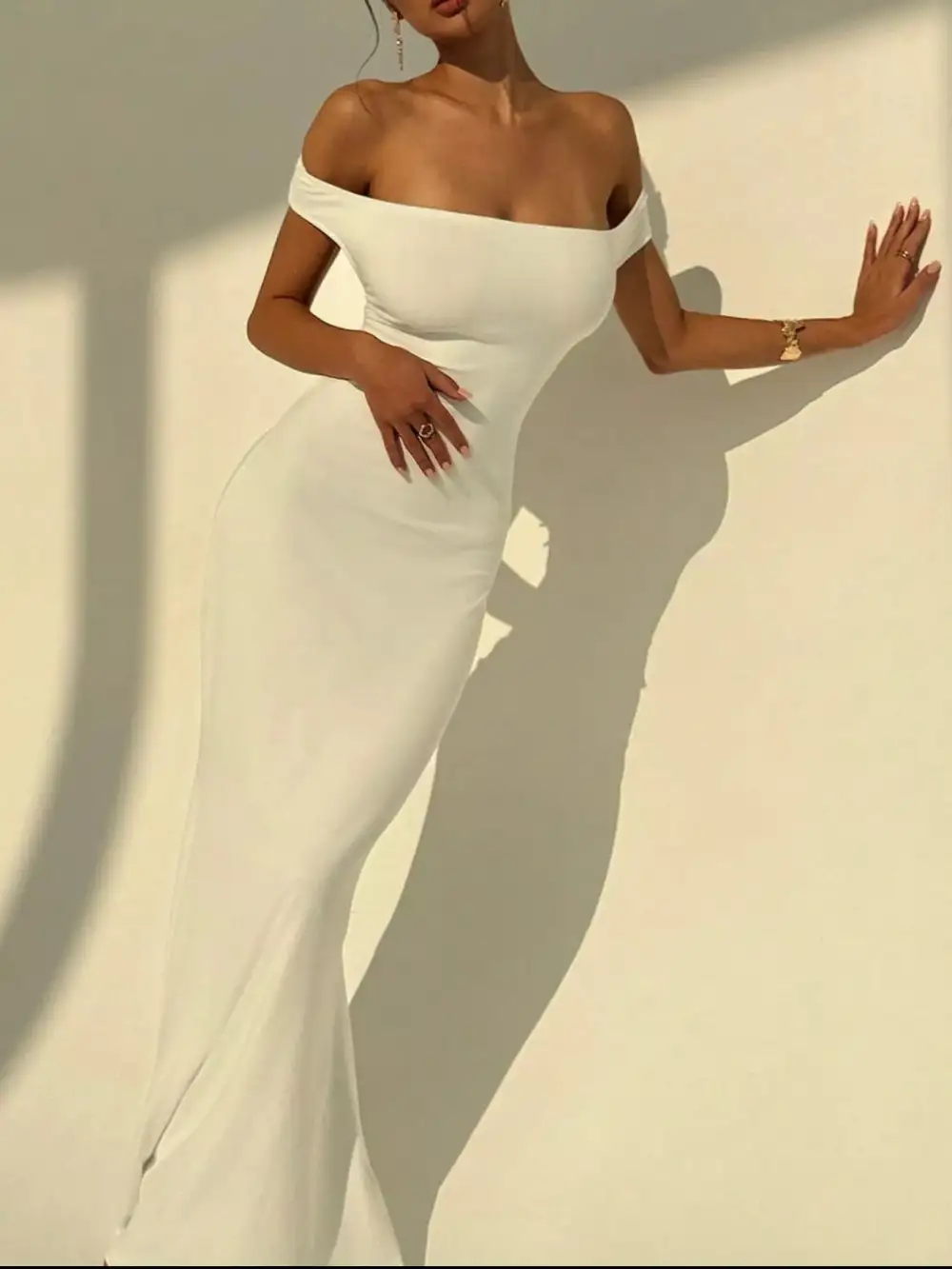 Backless Off Shoulder Bodycon Mermaid Maxi Dress