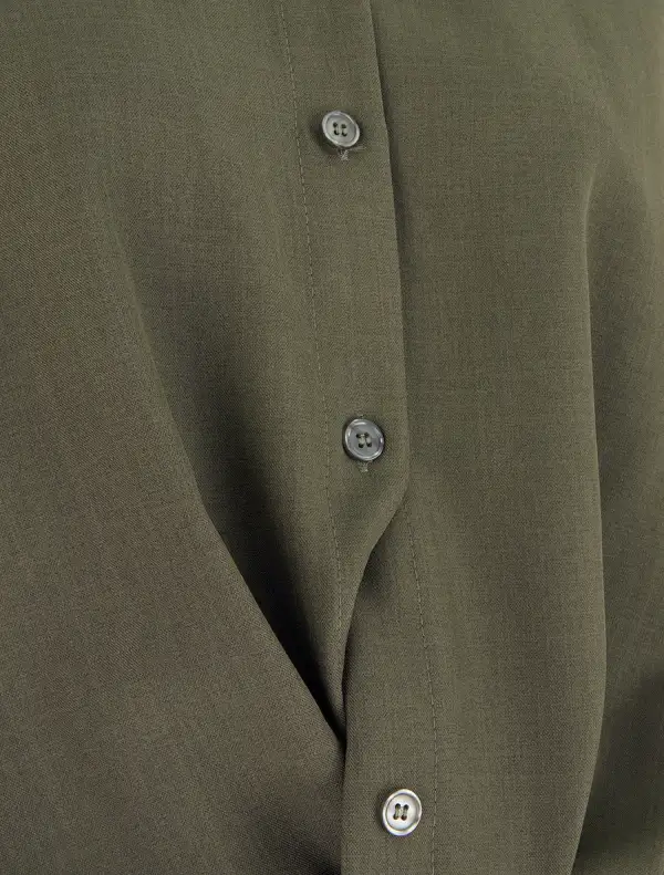 Classic Refined Long Sleeve Straight Fit Stand Collar Button Shirt