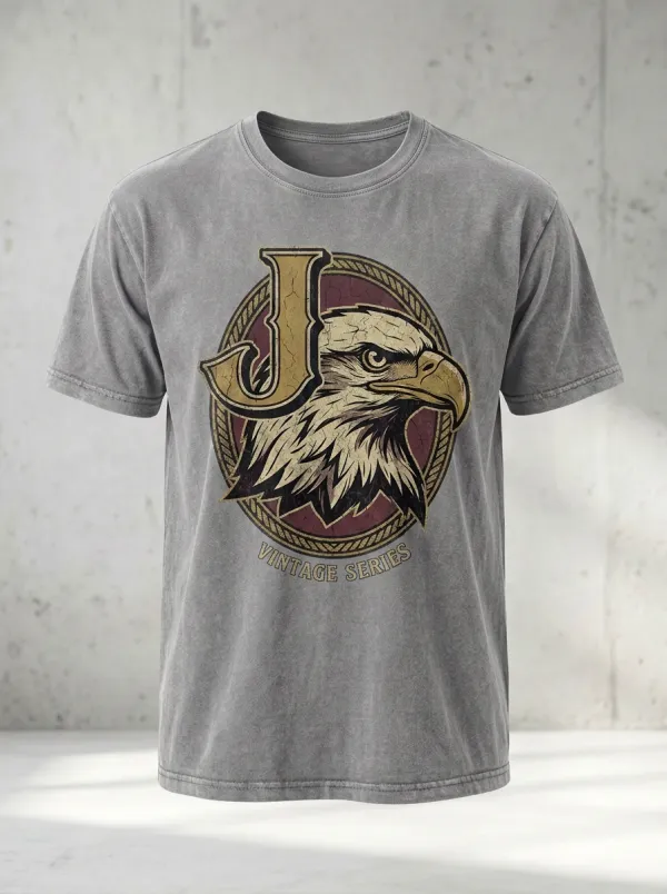 Men's Vintage Eagle J Letter Graphic Tee