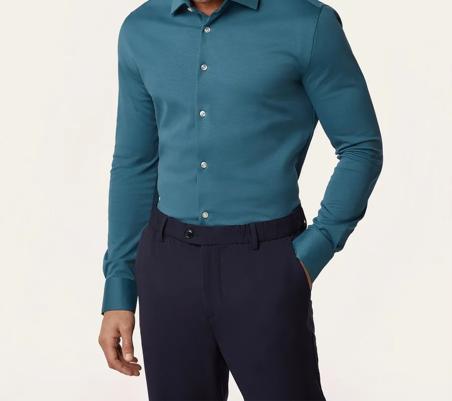 Knit Non-Iron Shirt Teal Blue