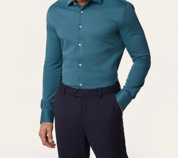 Knit Non-Iron Shirt Teal Blue