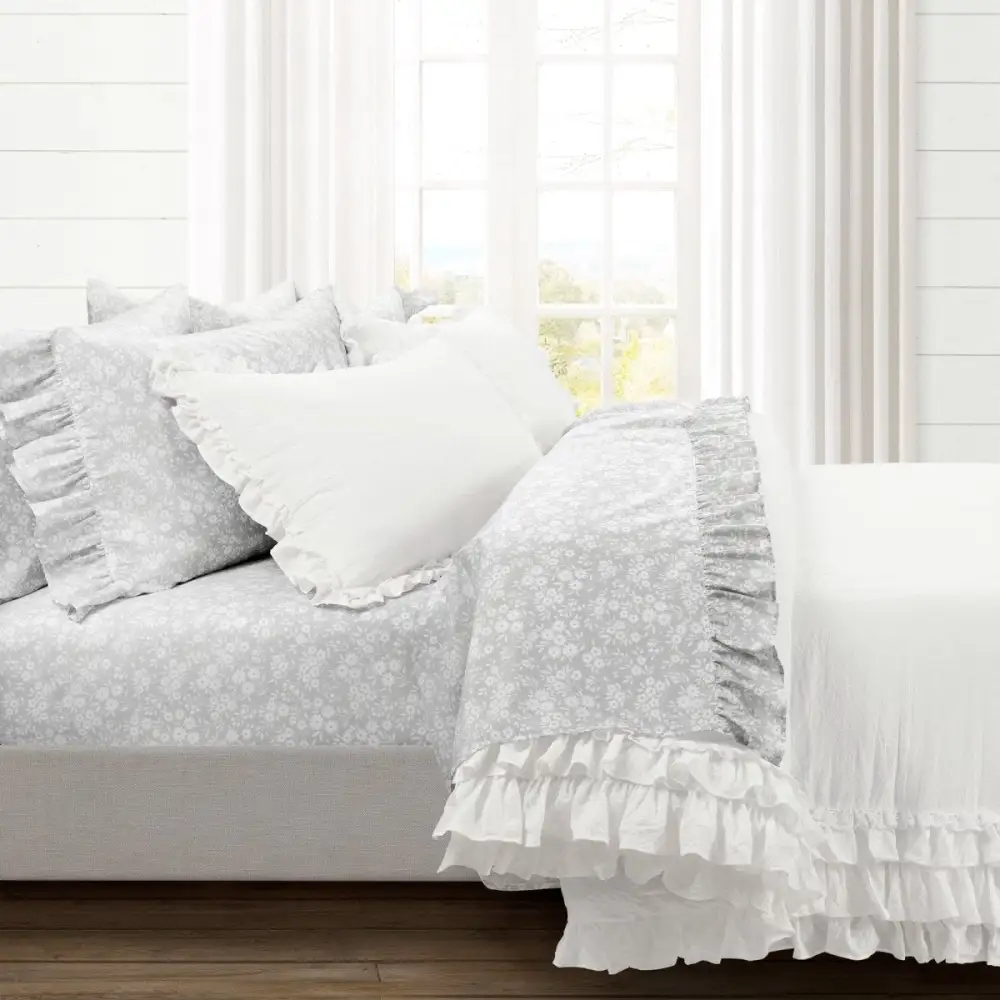 Floral Ruffled Garden Sheet Bedding Set