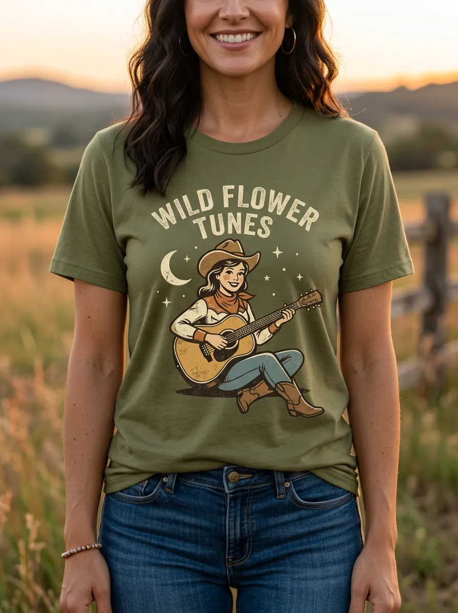 Country-Road Guitar Country Music Crewneck T-Shirt