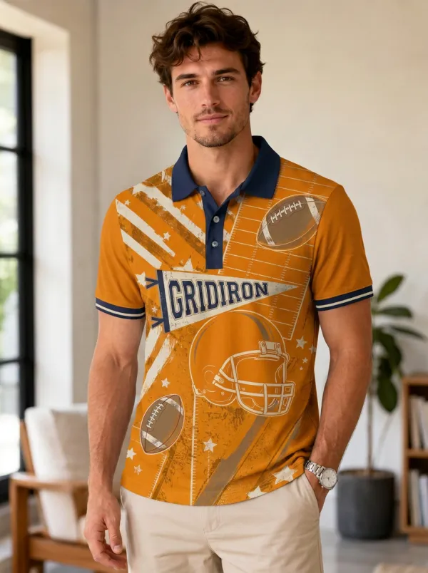 Men's Bold Gridiron Helmet Polo Shirt