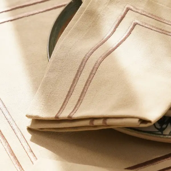 Beige Embroidered Cotton Napkins