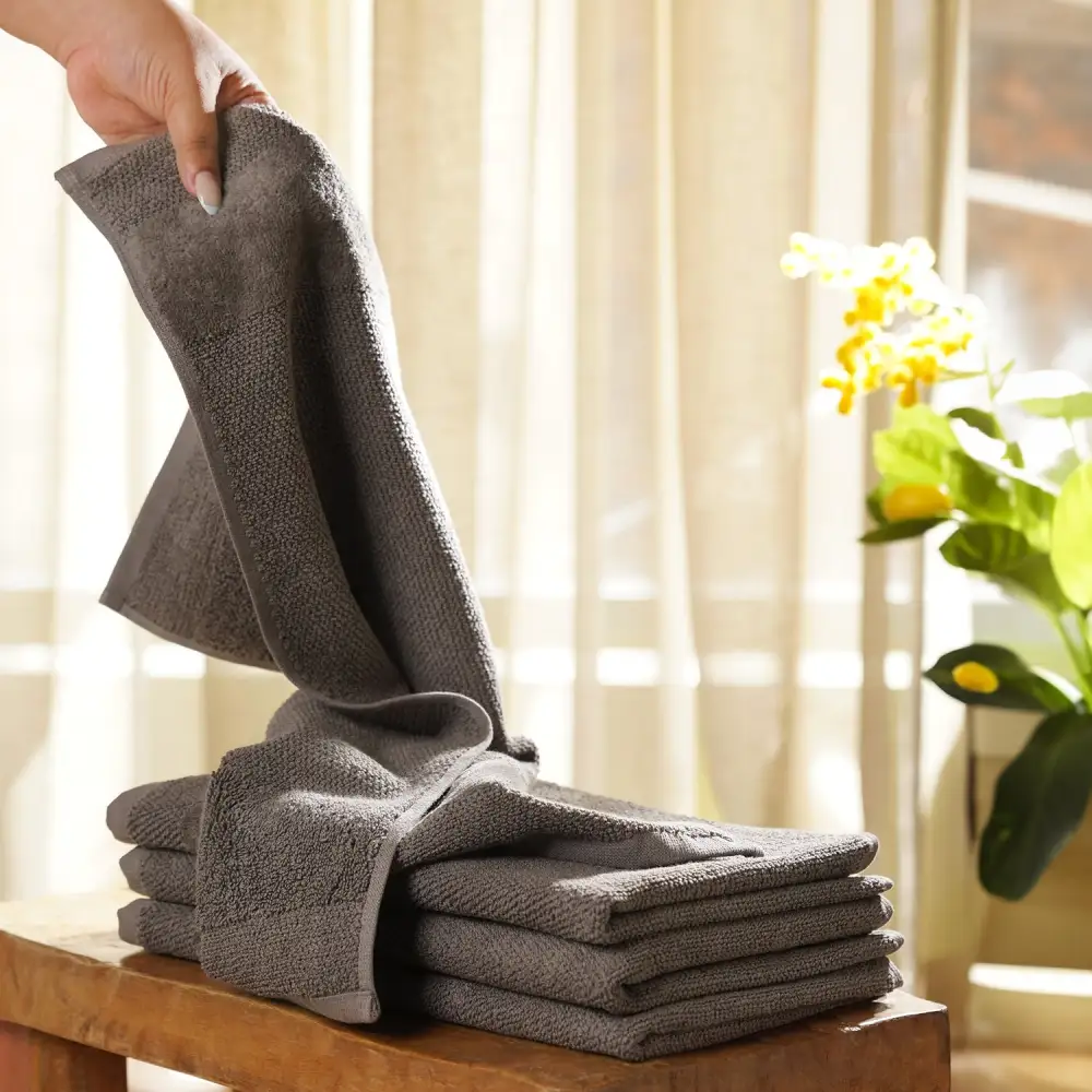 Dark Gray Cotton Hand Towel Set