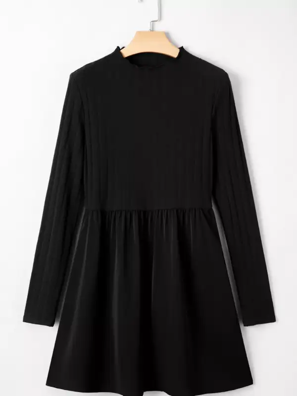 Comfort Fit Patchwork Ribbed Knit Mini Dress