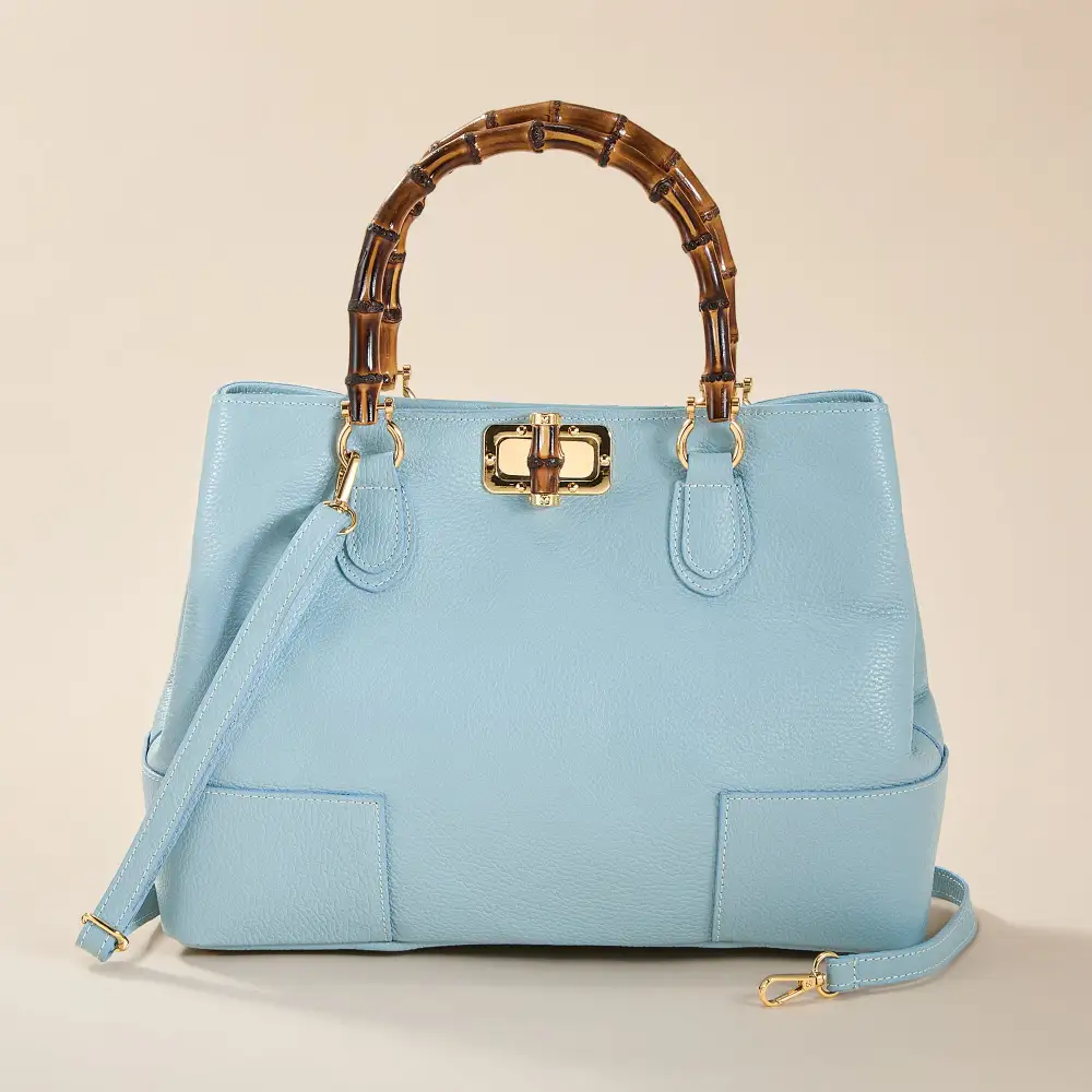 Easy Carry Leather Bamboo Tote Bag