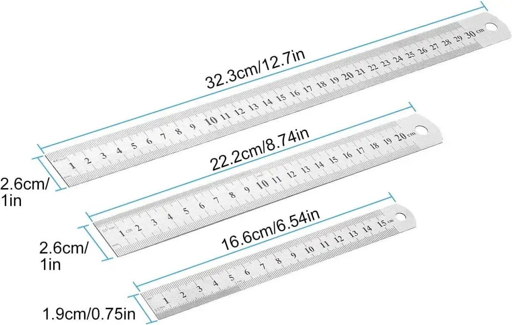 Dual Scale Stainless Steel Ruler