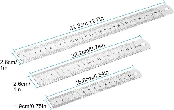 Dual Scale Stainless Steel Ruler