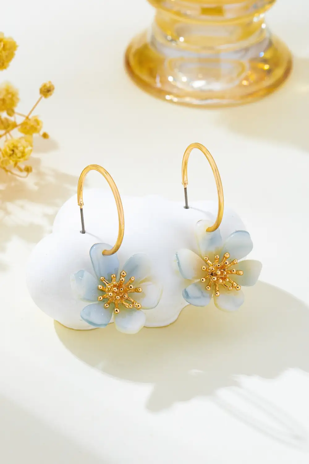 Resin Marbled Floral Hoop arrings