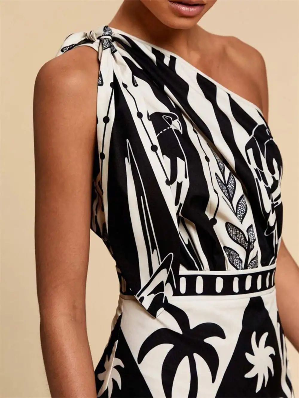 Modern One-Shoulder Midi Dress