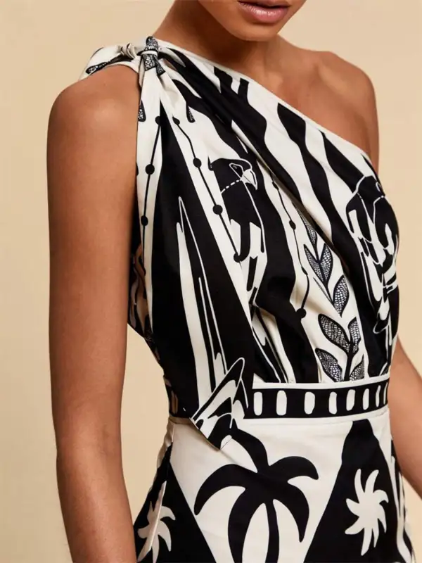 Modern One-Shoulder Midi Dress